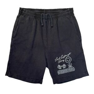 Madhappy Local Optimist Group Mens Sweat Shorts Black Graphic Size M Made in USA